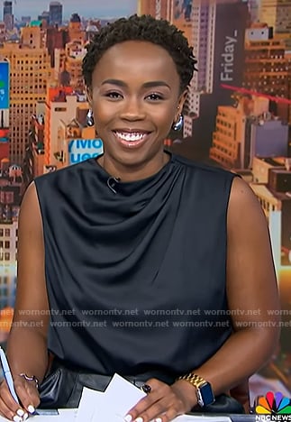 Zinhle's black satin top on NBC News Daily
