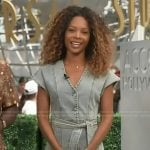 Zuri’s belted denim mini dress on Access Hollywood