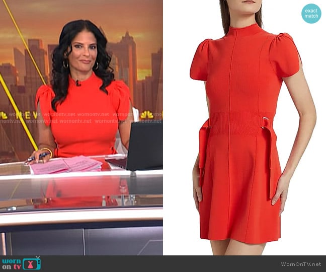 3.1 Phillip Lim Compact Rib Tulip Mini Dress in Poppy worn by Darlene Rodriguez on Today