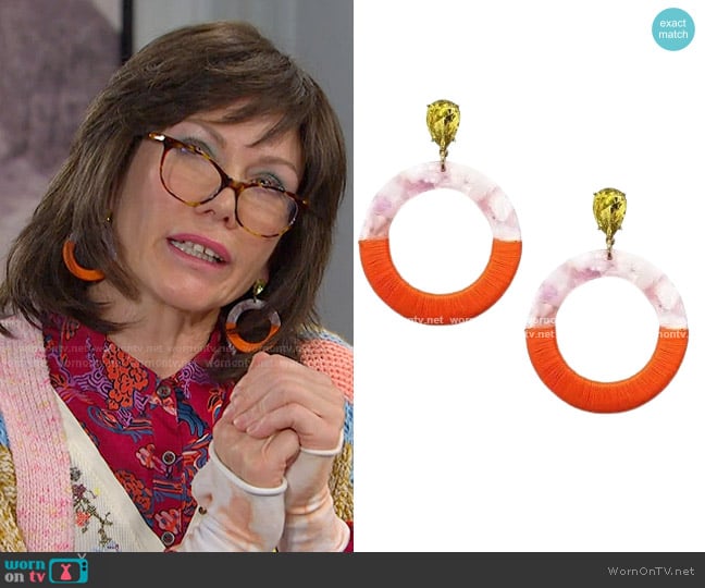 INC International Concepts Hoop Earrings worn by Susan Banks (Stacy Haiduk) on Days of our Lives