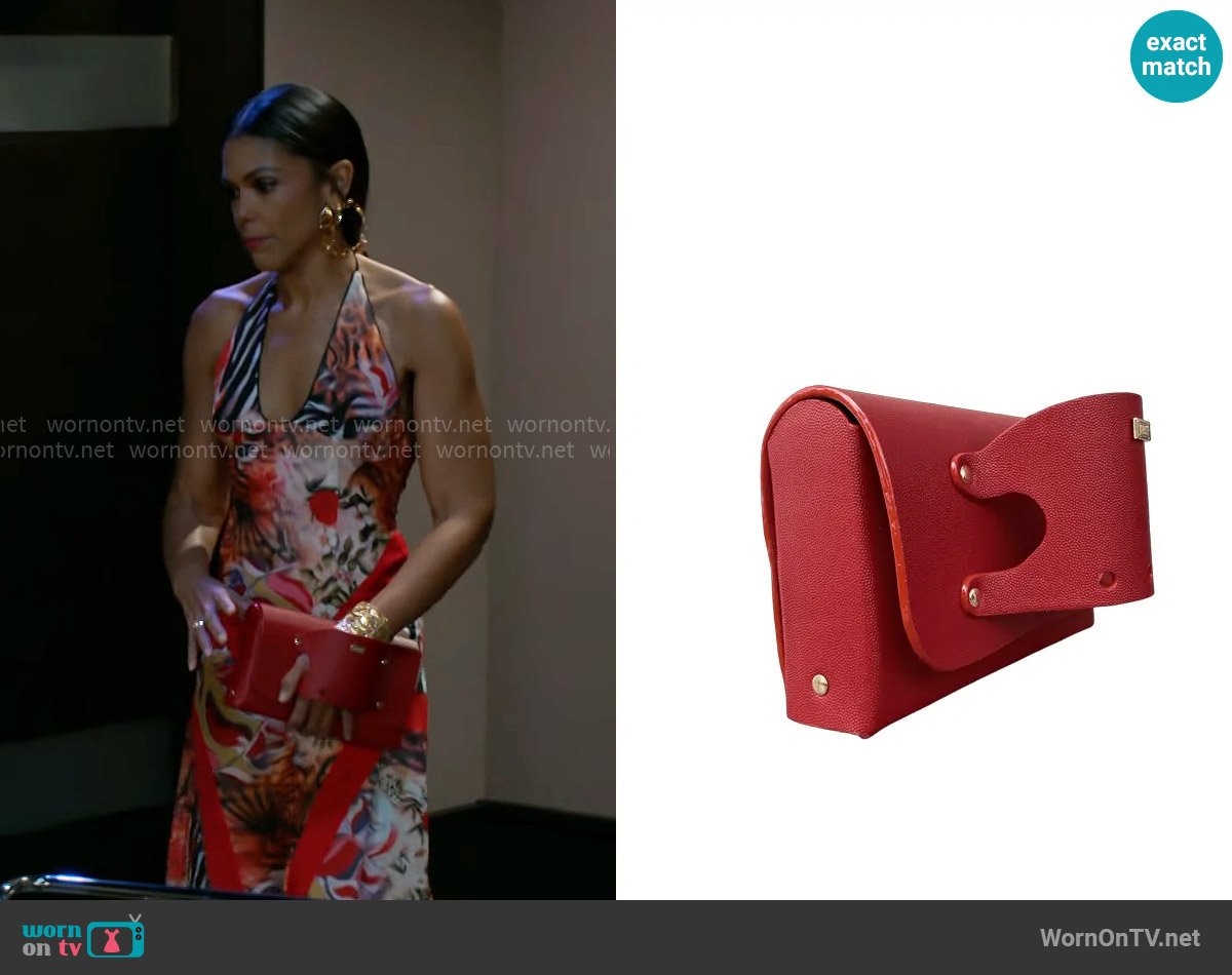 Aaboux Jare Red Stingray Print Leather worn by Dani Dupree (Karla Mosley) on Beyond the Gates