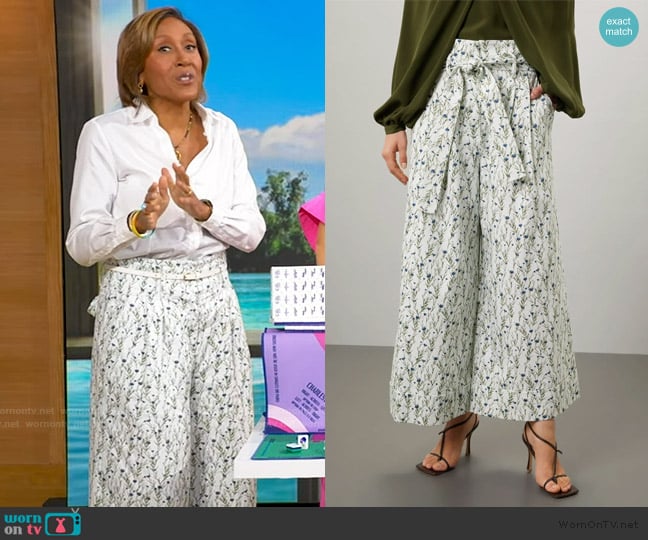 Adam Lippes x RTR Belted Floral Cropped Trousers worn by Robin Roberts on Good Morning America