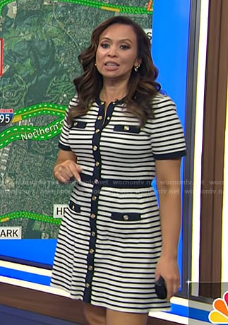 Adelle’s black and white striped mini dress on Today