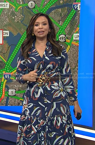 Adelle’s navy floral dress on Today