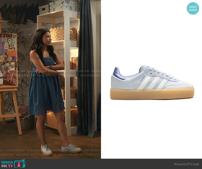 Adidas Sambae Shoes in Halo Blue worn by Jackie Howard (Nikki Rodriguez) on My Life with the Walter Boys