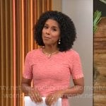 Adriana Diaz’s red knit fit and flare dress on CBS Mornings