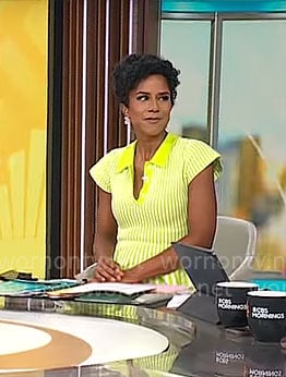 Adriana Diaz's lime striped polo dress on CBS Mornings