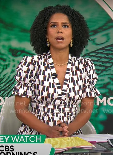 Adriana Diaz's printed v-neck dress on CBS Mornings