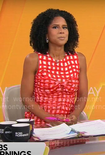 Adriana Diaz's red checked dress on CBS Mornings