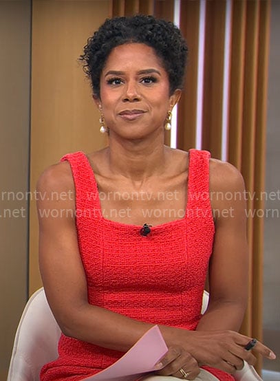 Adriana Diaz’s red tweed mini dress on CBS Mornings