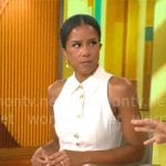 Adriana Diaz’s white button front sleeveless dress on CBS Mornings