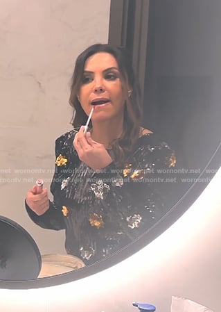 Adriana's black sequin floral dress on The Real Housewives of Miami
