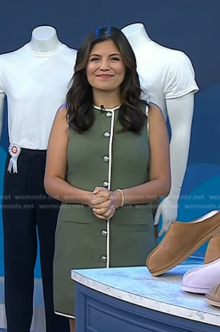 Adrianna’s green contrast trim mini dress on Today