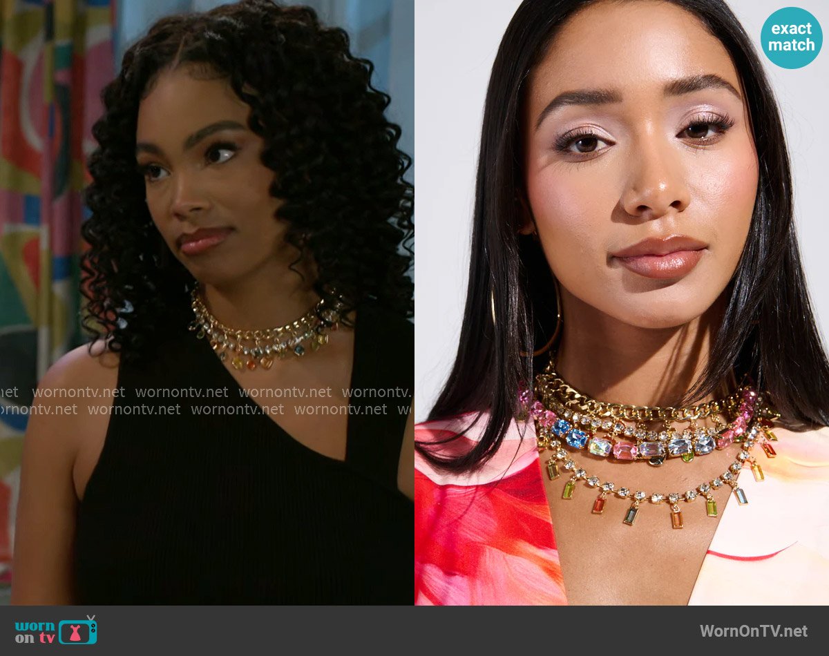 Akira Feel My Colors Necklace Set worn by Chelsea Hamilton (RhonniRose Mantilla) on Beyond the Gates