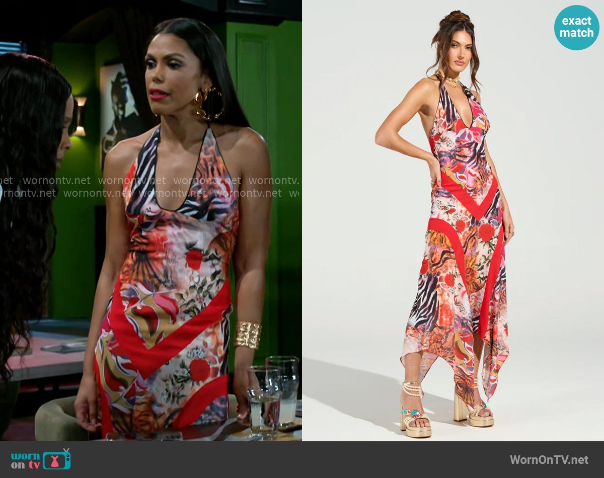 Akira Rotten Right To The Core Printed Midi Dress worn by Dani Dupree (Karla Mosley) on Beyond the Gates