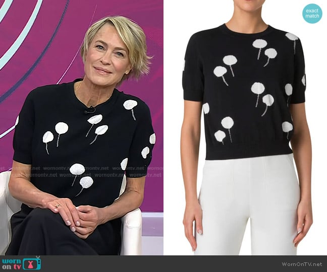 Akris Dandelion Intarsia Short Sleeve Cotton Blend Sweater worn by Robin Wright on Today