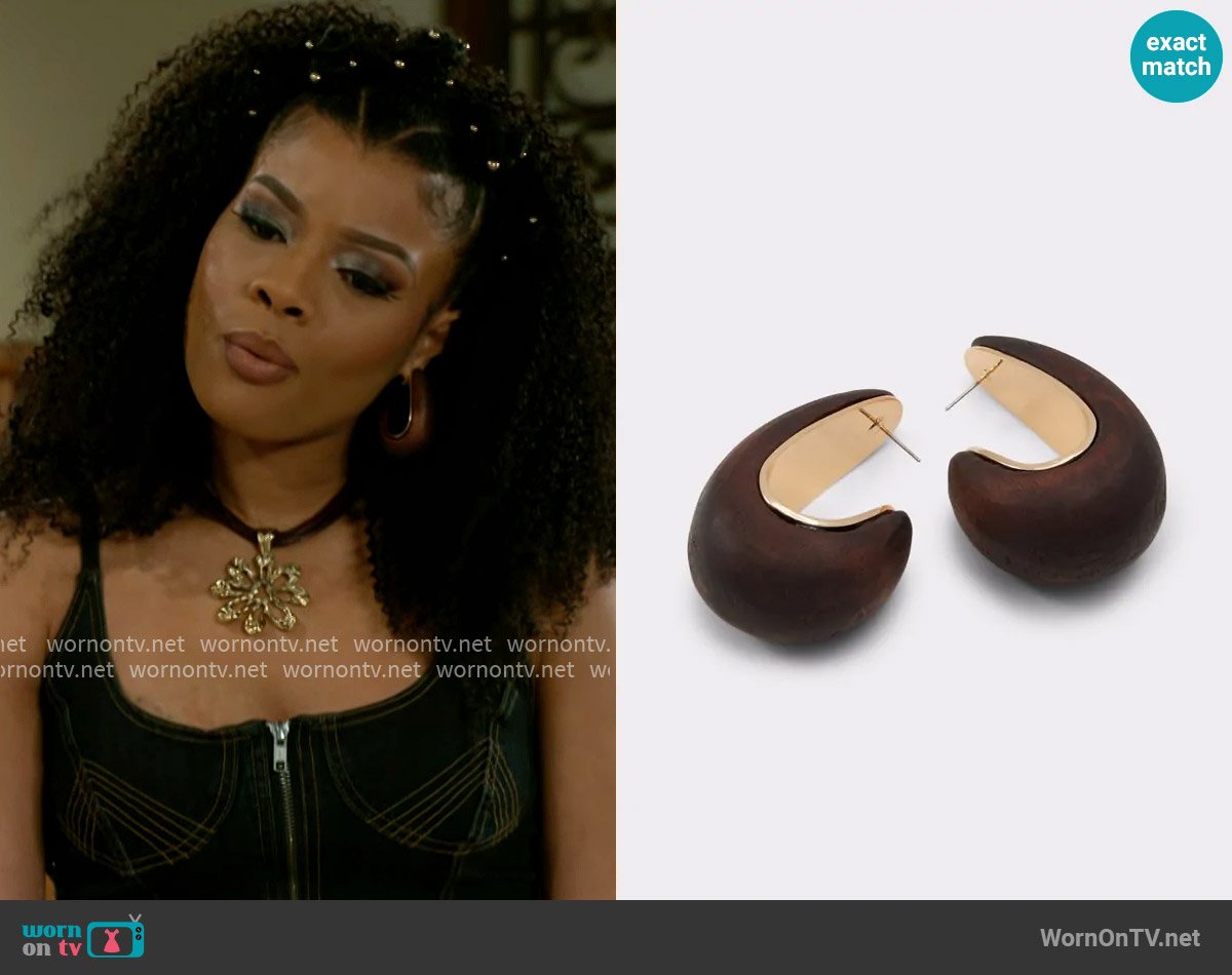Aldo Faringdon Earrings worn by Eva Thomas (Ambyr Michelle) on Beyond the Gates
