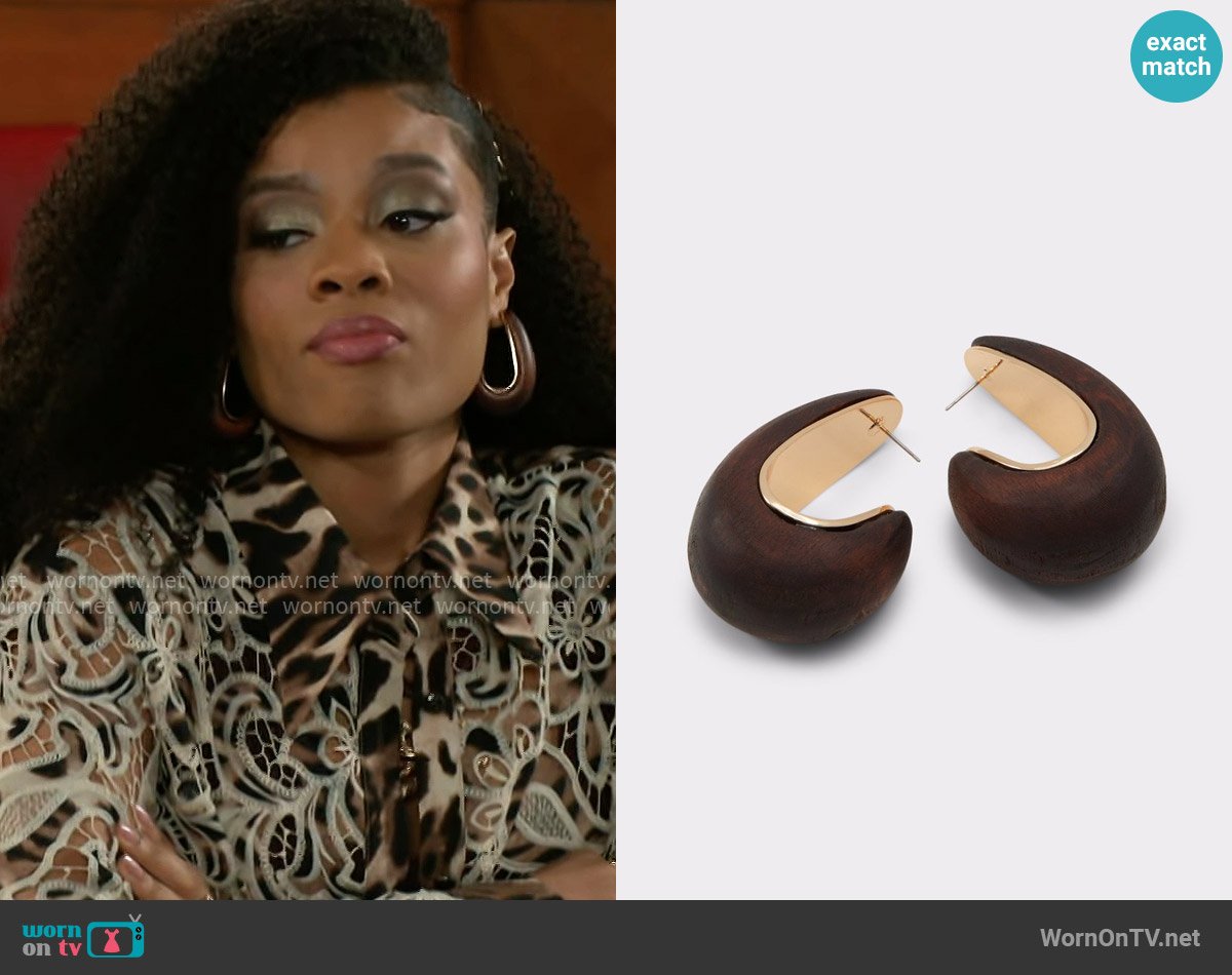 Aldo Faringdon Earrings worn by Eva Thomas (Ambyr Michelle) on Beyond the Gates