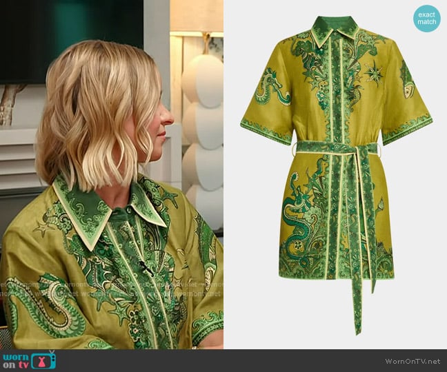 Alemais Solaris Belted Kimono-Sleeve Mini Shirtdress worn by Annie O'Grady on Today