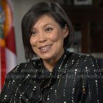 Alex Wagner’s black dot print shirt on CBS Mornings