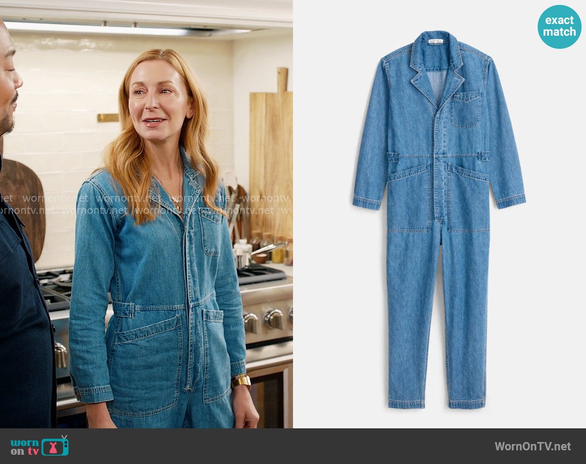 Alex Mill Standard Long Sleeve Denim Jumpsuit worn by Christina Tosi on With Love Meghan