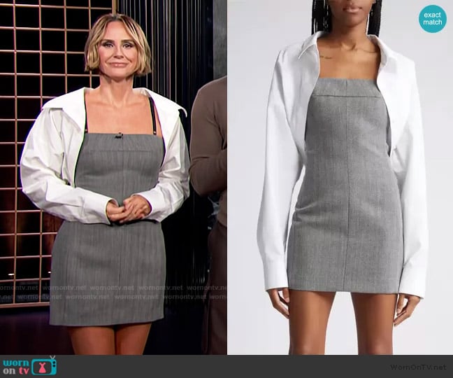 Alexander McQueen Herringbone Tailored Minidress & Bolero Shirt worn by Keltie Knight on E! News