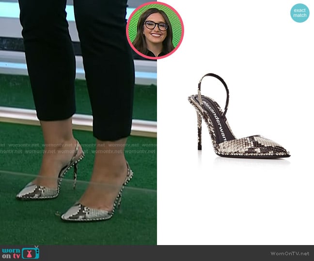 Alexander Wang Snake-Embossed Leather Slingback Pumps worn by Savannah Sellers on Today