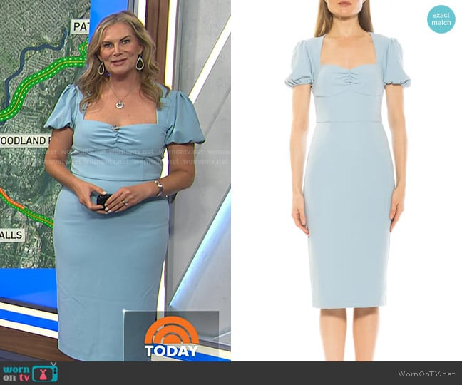Alexia Admor Micaela Sweetheart Neck Sheath Dress in Halogen Blue worn by Emily West on Today