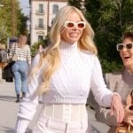 Alexia’s white cropped cable knit sweater on The Real Housewives of Miami