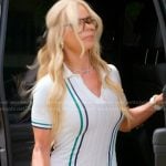 Alexia’s white stripe pointelle polo dress on The Real Housewives of Miami