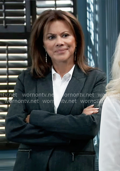 Alexis's grey pinstripe blazer on General Hospital