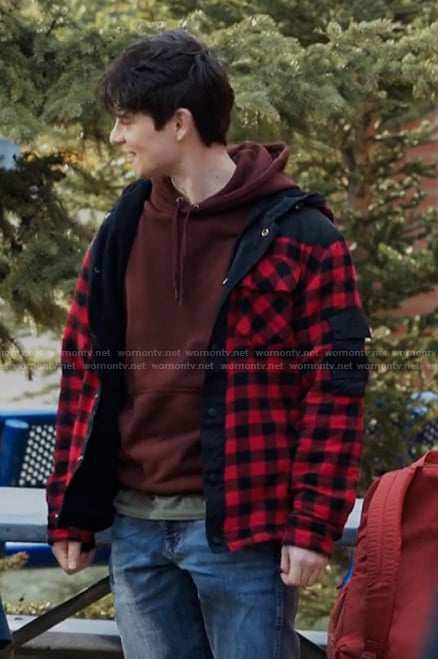 Alex's red check print jacket on My Life with the Walter Boys