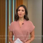 Ali Bauman’s blush pink wrap dress on CBS Mornings