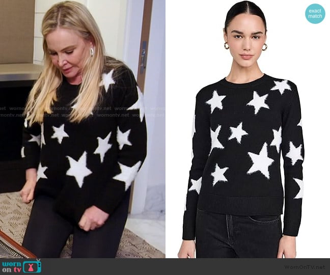 Alice + Olivia Andora Fuzzy Star Pullover worn by Shannon Beador on The Real Housewives of Orange County