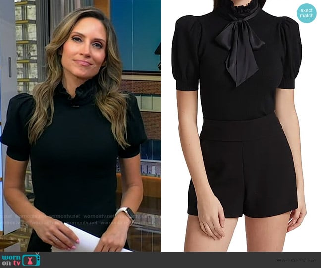Alice + Olivia Chase Puff-Sleeve Top worn by Rhiannon Ally on Good Morning America