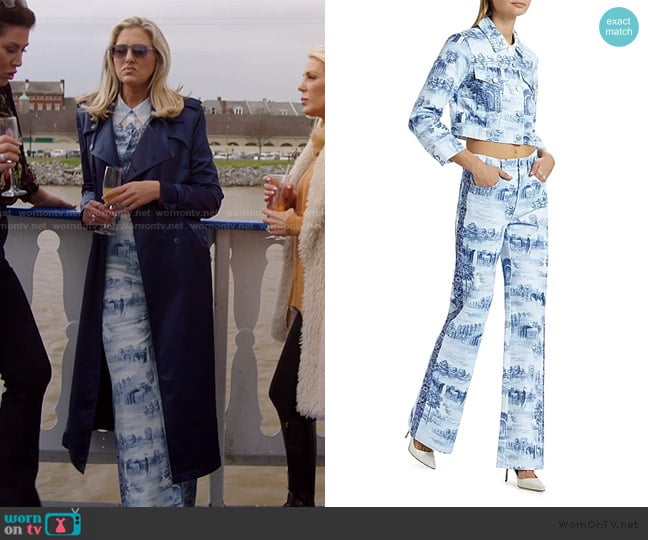Alice + Olivia Chloe Boxy Cropped Jacket worn by Gina Kirschenheiter on The Real Housewives of Orange County