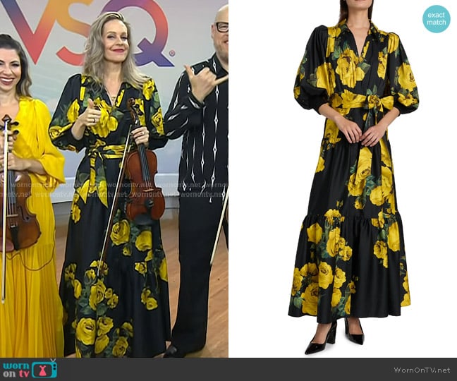 Alice + Olivia Cora Volume Tiered Shirtdress in Rosehips worn by Rachel Grace on Today