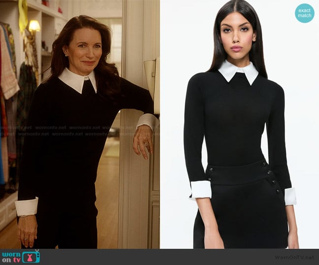 Alice + Olivia Porla Collared Sweater worn by Charlotte York (Kristin Davis) on And Just Like That