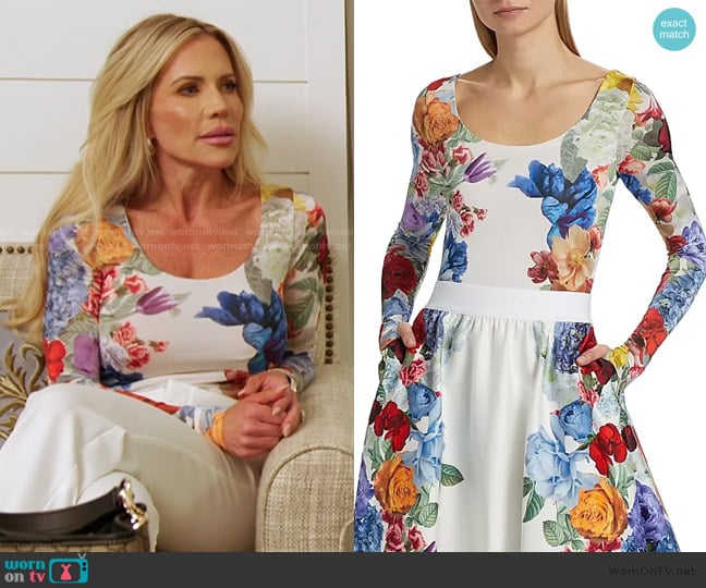 Alice + Olivia Rhys Ballet Bodysuit worn by Emily Simpson on The Real Housewives of Orange County