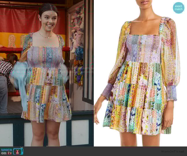 Alice + Olivia Rowen Smocked Patchwork Dress worn by Grace (Ellie O’Brien) on My Life with the Walter Boys