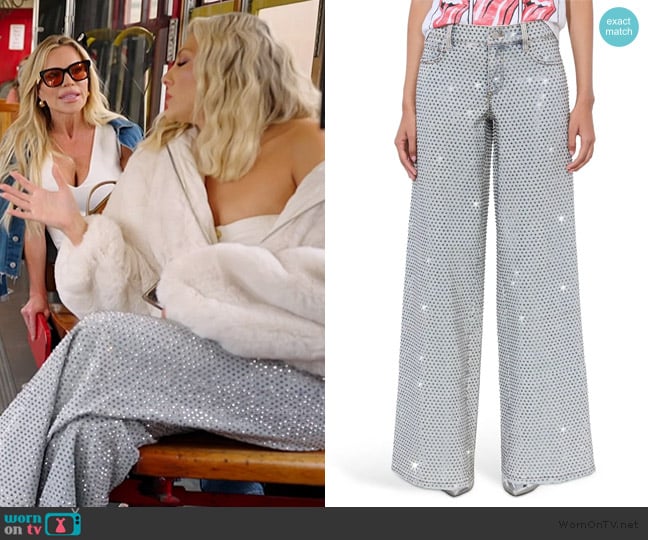 Alice + Olivia Trish Embellished Low Rise Baggy Jeans worn by Gina Kirschenheiter on The Real Housewives of Orange County