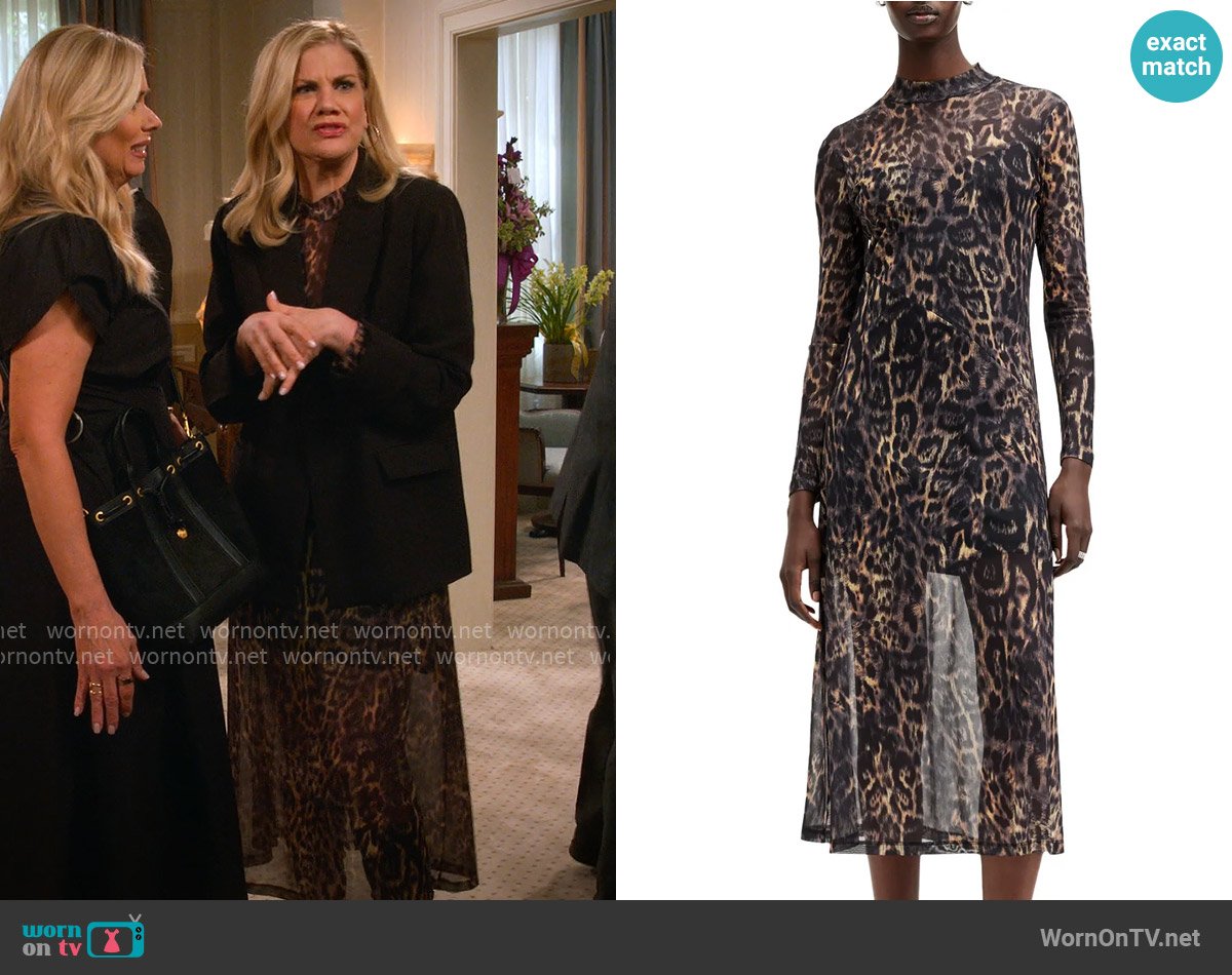 All Saints Hanna Dress in Jinx Golden Brown worn by Carol (Kristen Johnston) on Leanne