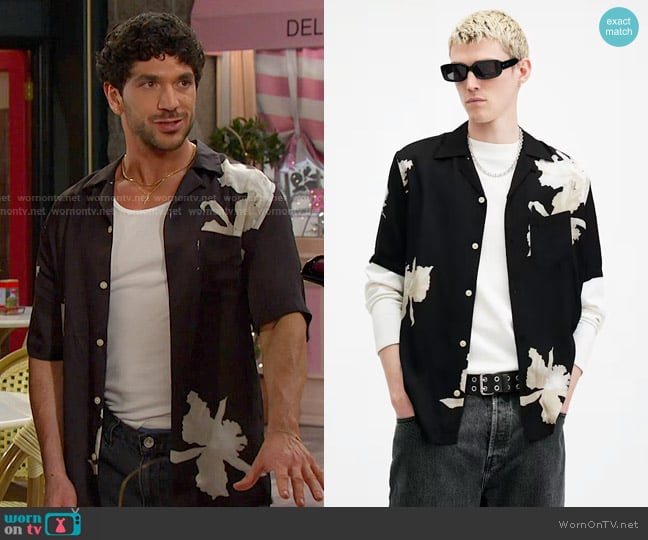 All Saints Lachaise Floral Print Relaxed Fit Shirt worn by  Javi Hernandez (Al Calderon) on Days of our Lives
