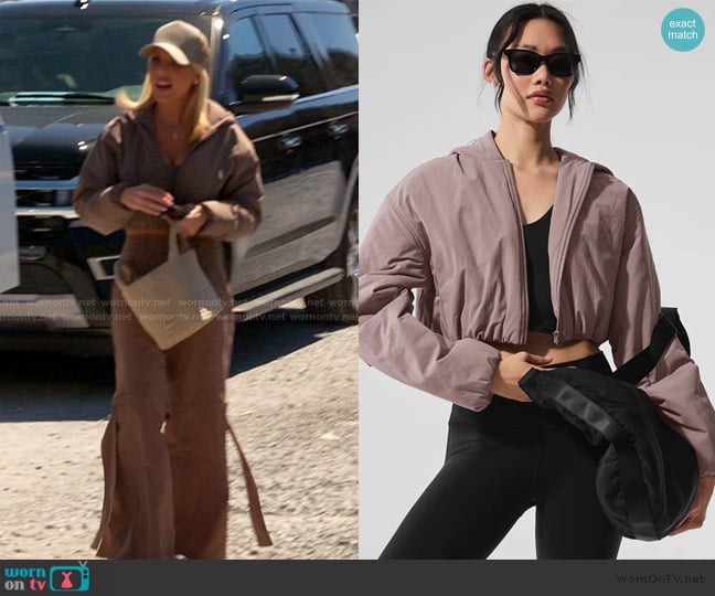 Alo Cropped Mountain Peak Full-Zip Hoodie worn by Gretchen Rossi on The Real Housewives of Orange County