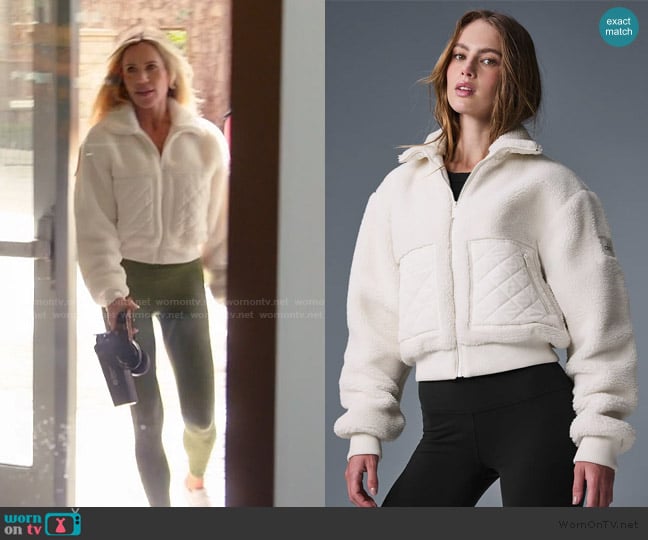 Alo Sherpa Edge Bomber worn by Jennifer Pedranti on The Real Housewives of Orange County