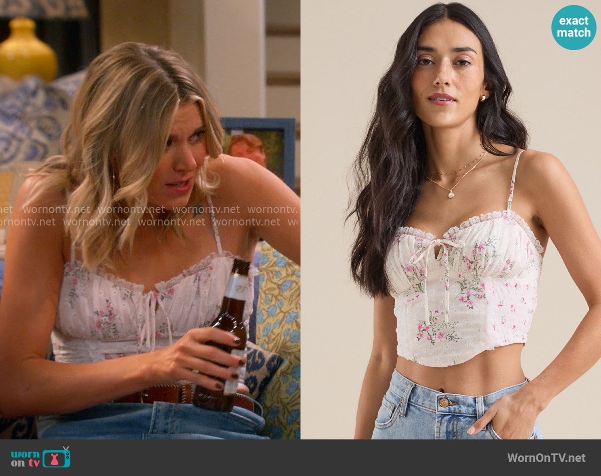 Altar'd State Phoebe Floral Top worn by Josie Murphy (Hannah Pilkes) on Leanne
