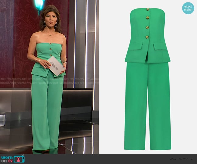 Amanda Uprichard Yadira Wide Leg Jumpsuit worn by Julie Chen on Big Brother