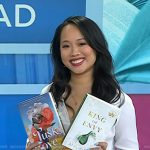 Ana Huang’s white lace trim blouse on Today