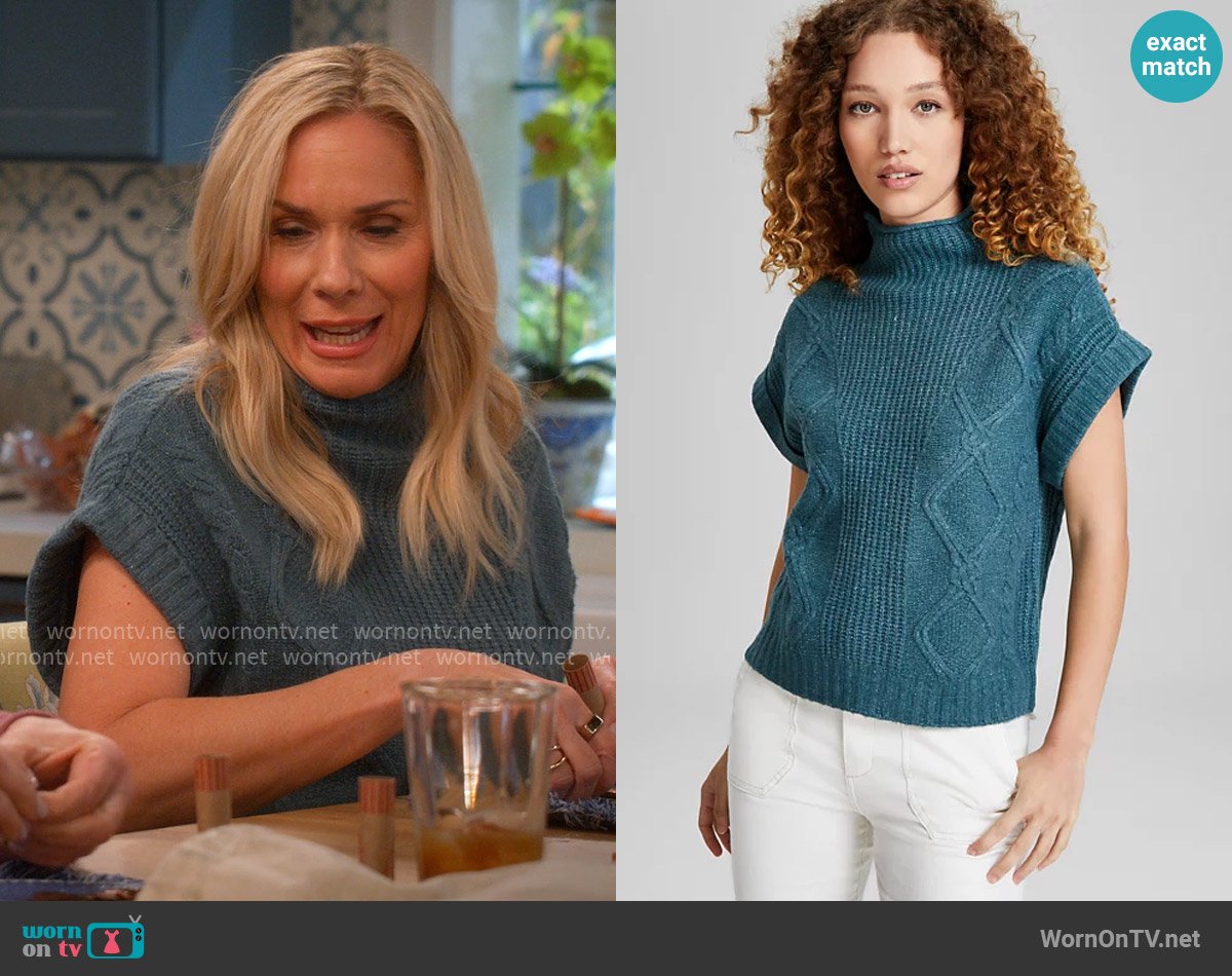 And Now This Funnel-Neck Short-Sleeve Sweater Vest worn by Leanne Murphy (Leanne Morgan) on Leanne