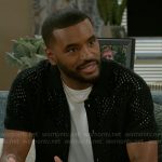 Andre’s black crochet shirt on Beyond the Gates